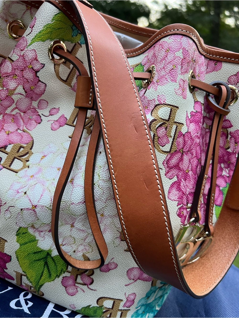 Dooney & Bourke Hydrangea Monogram Drawstring Handbag - Picture 9 of 17